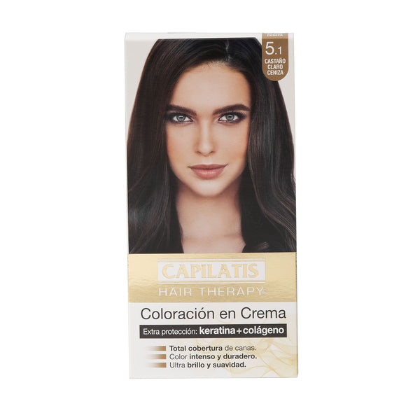 Coloración en Crema con Keratina Castaño claro Ceniza / 5.1