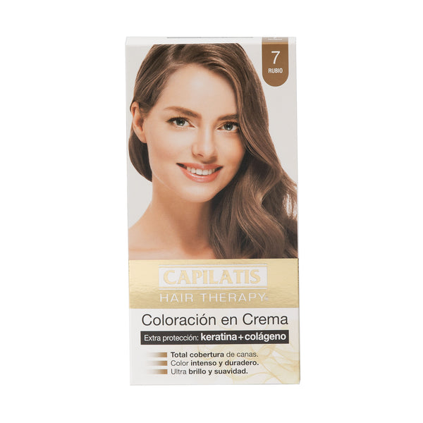 Coloración en Crema con Keratina + Colágeno - Rubio Tono 7